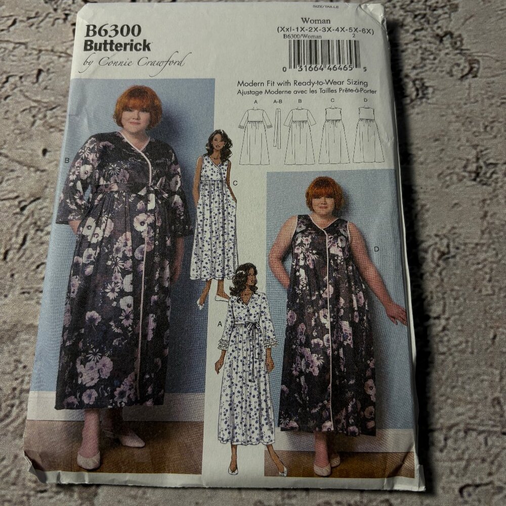 Butterick Pattern B6300 for Women's Robe, Belt, and Negligee